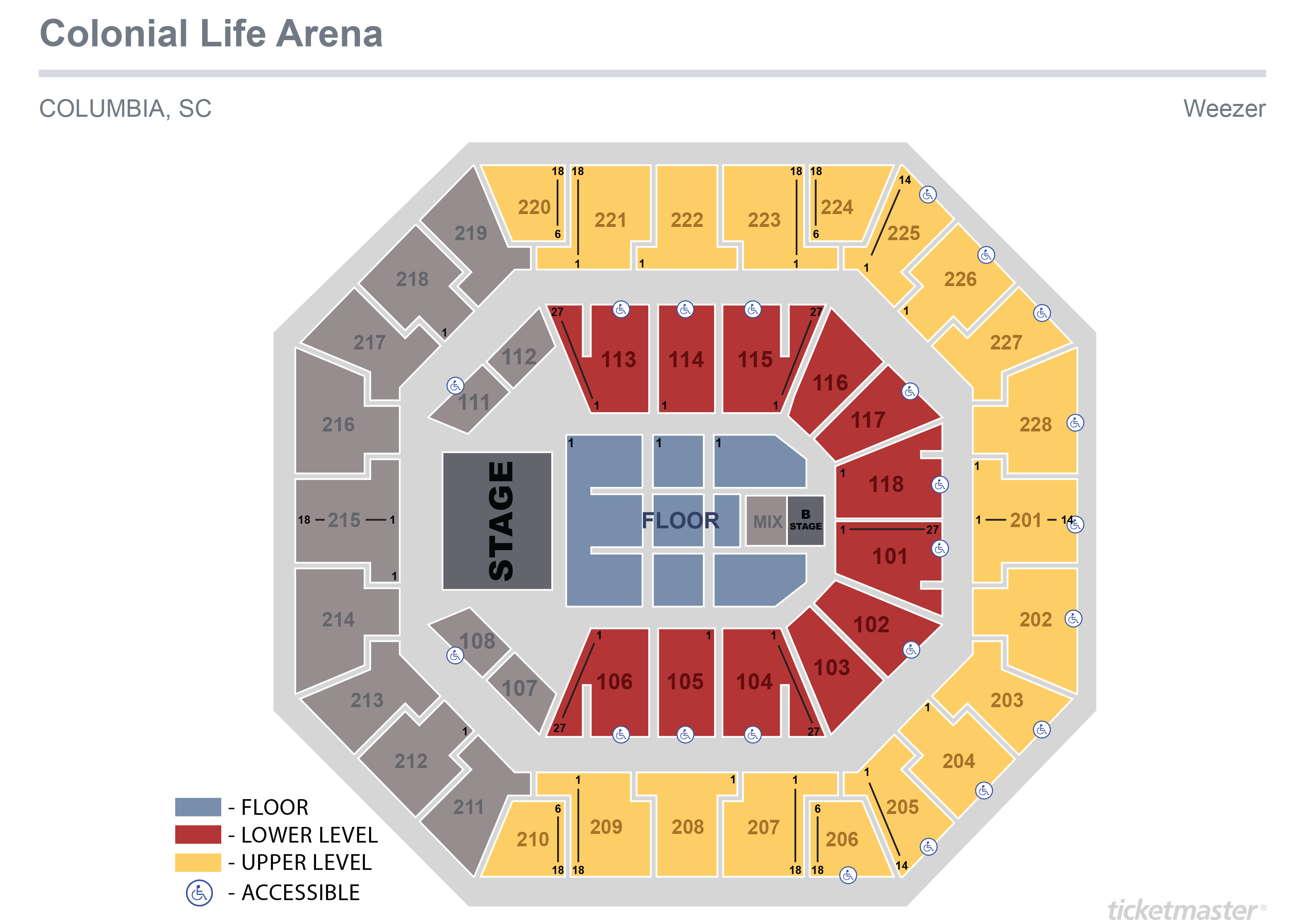 Colonial Life Arena Seating Chart With Rows - Chart Walls